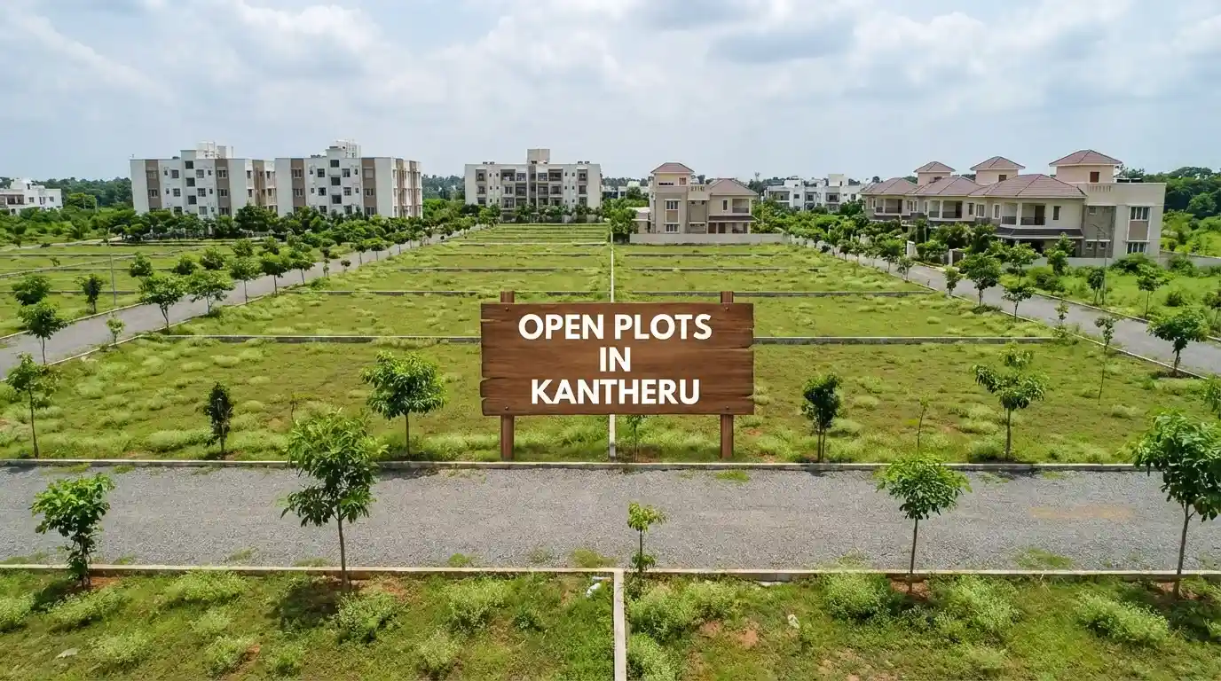 Residential villa plots for sale in Kantheru with landscaped gardens and wide roads