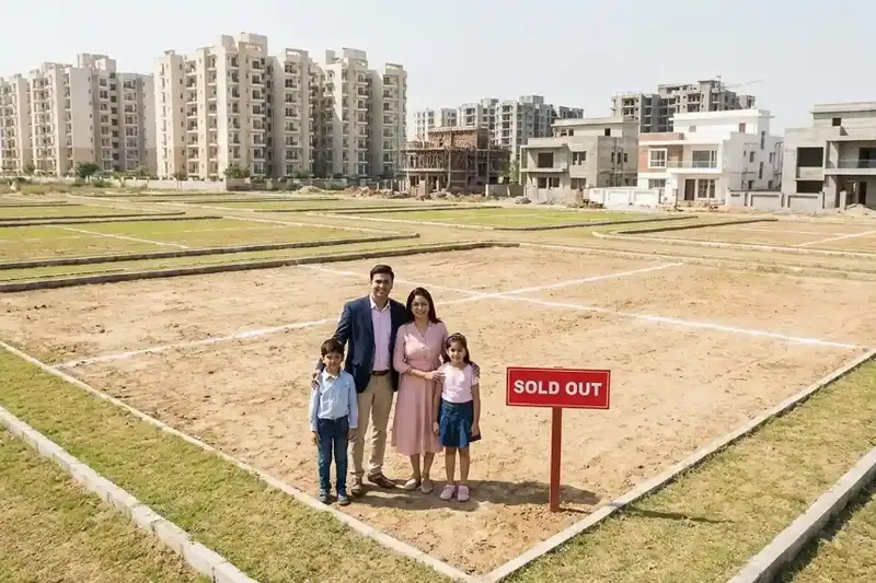 Open plots in Kaza – aerial view of APCRDA approved residential layout near Amaravati