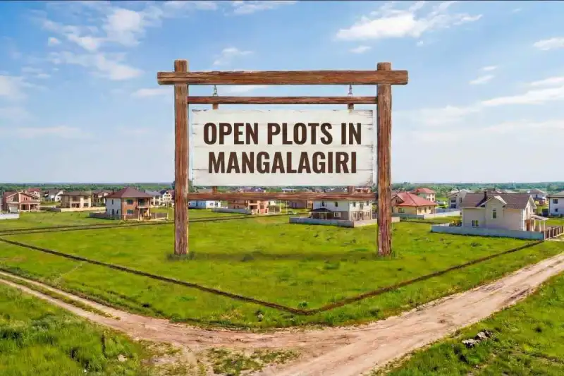 Open Plots in Mangalagiri – aerial view of CRDA approved residential layout near Amaravati