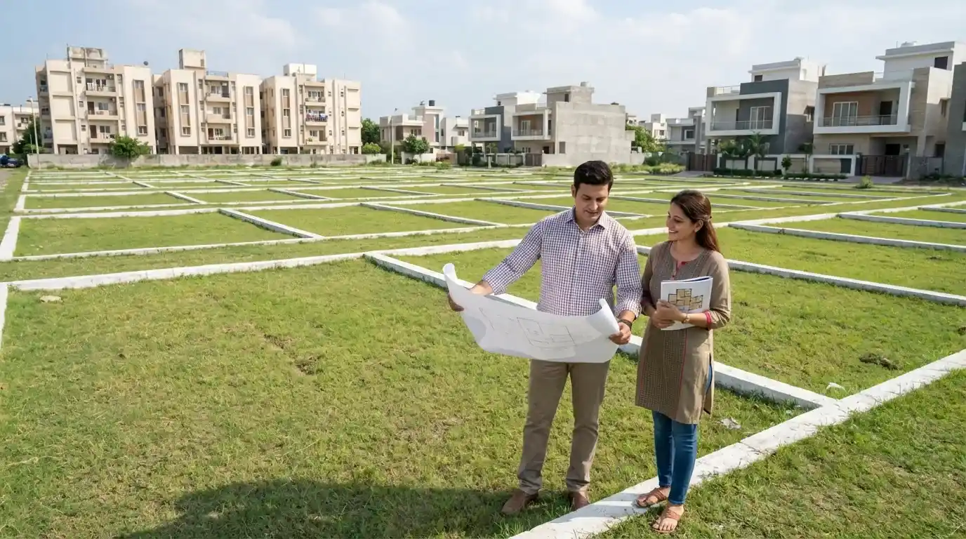 Residential villa plots for sale in Nidamarru with landscaped gardens