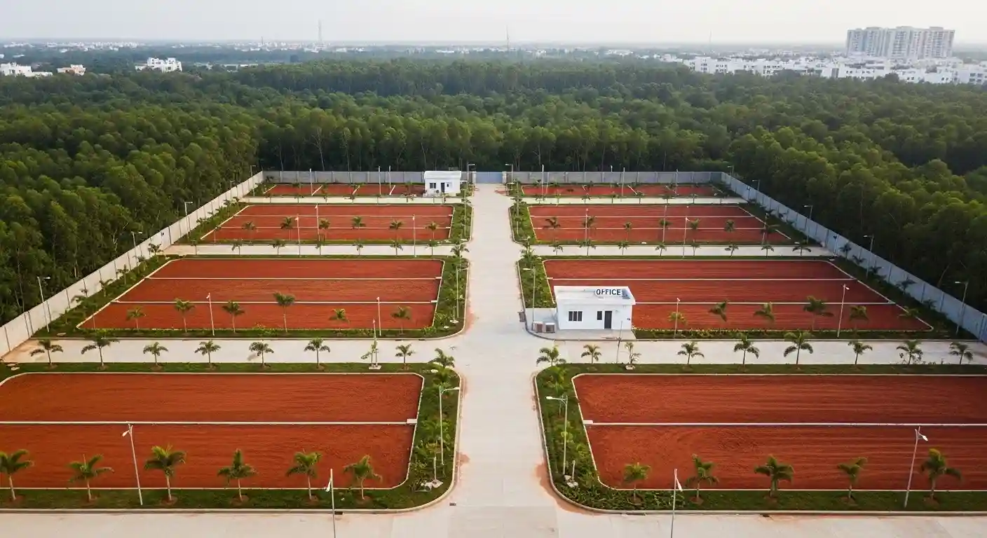 VMRDA approved villa plots in Rambilli Defence Corridor with modern infrastructure and road network